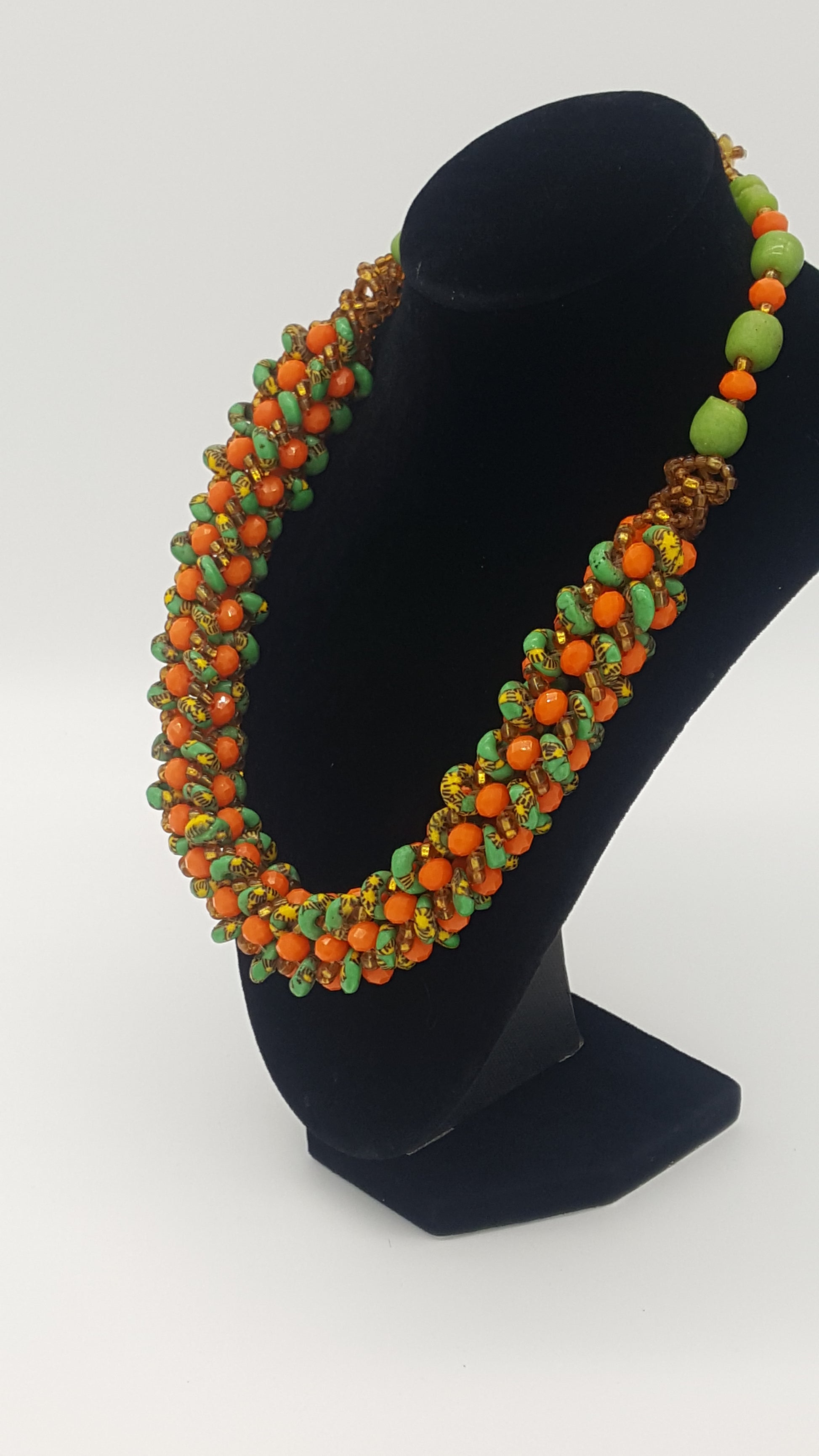 Glass bead necklace, Traditional Ghana, no metal