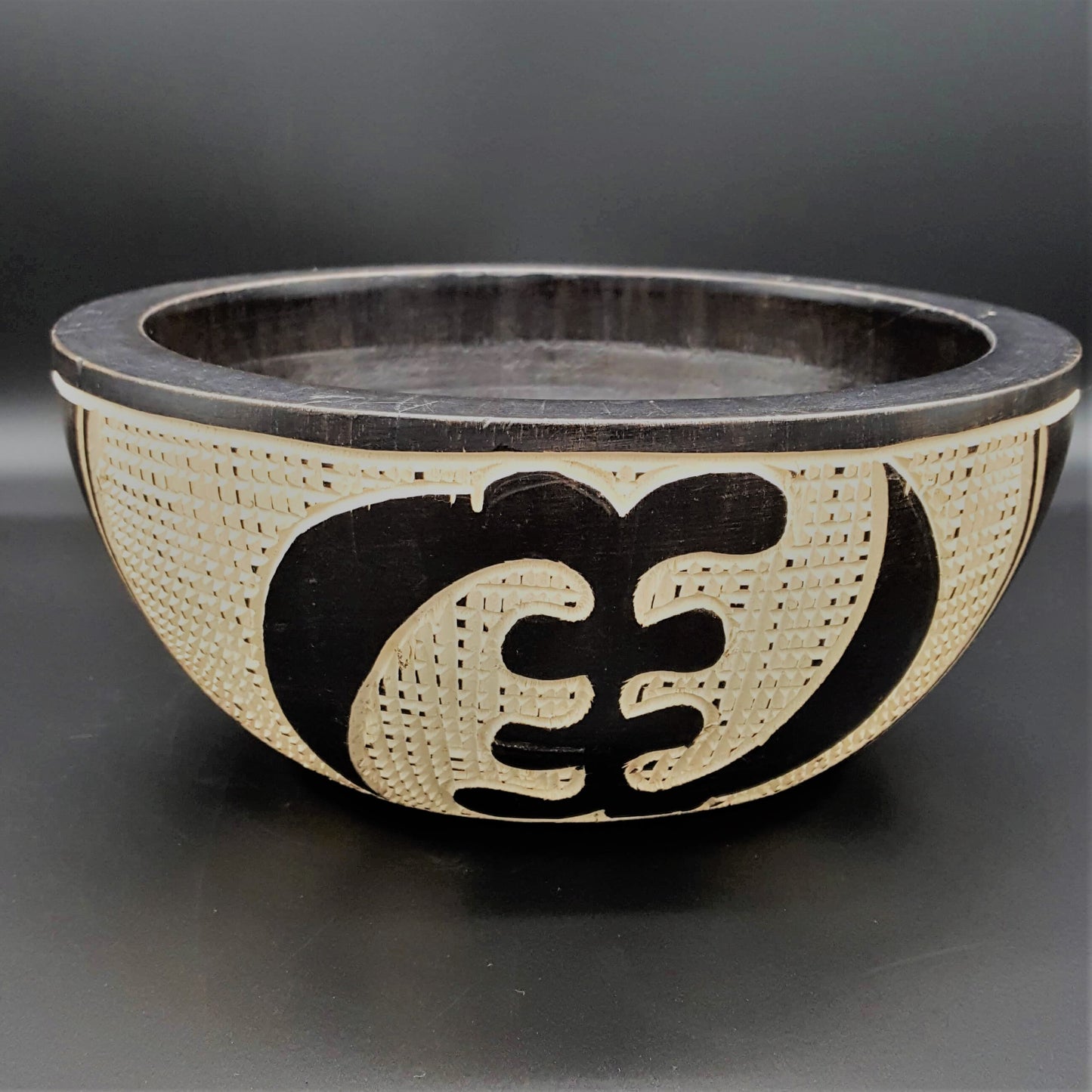 Handmade solid wood carved bowl & unity stand.