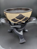 Handmade solid wood carved bowl & unity stand.