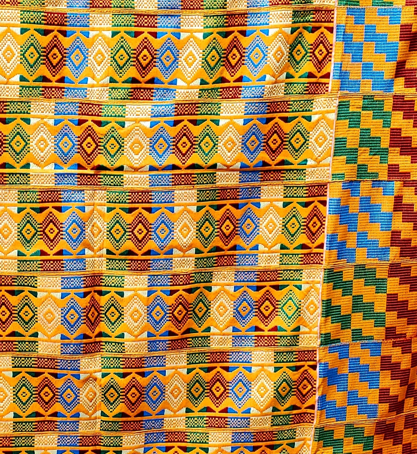 Multi-colored Traditional Kente (Gold, Green, Red, Light Blue) 1pc 12yds