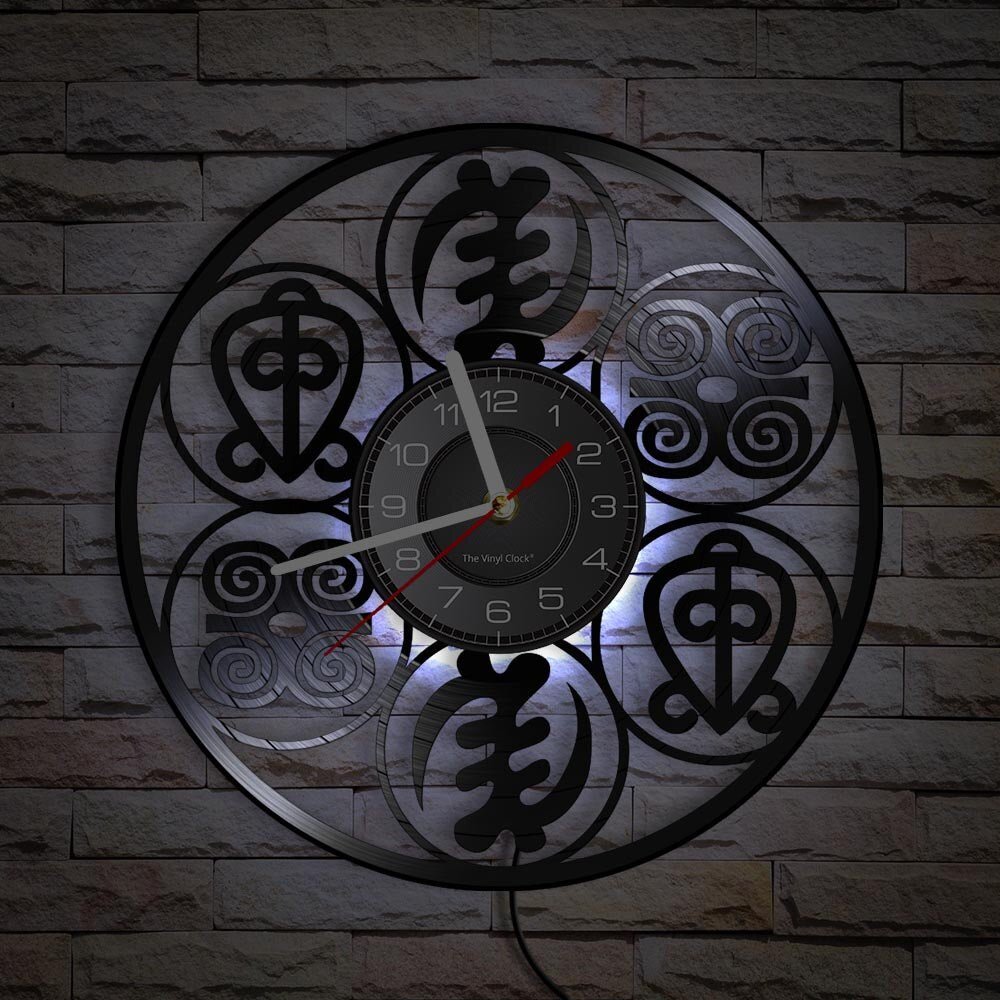 Wall Clock with Adinkra Symbols